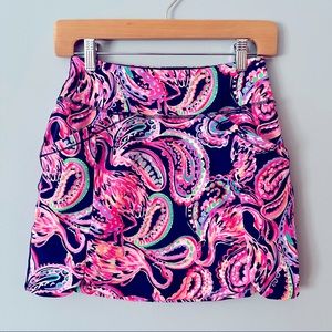 Lilly Pulitzer Sabbia Skort UPF 50+ High Tide Navy Flock To The Top